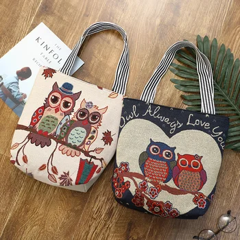 Canvas Bag Women's Shoulder Wallets Embroidery Cartoon Owl Travel Bags Portable Organizer Eco Friendly Shopping Bag Zipper 
Canvas Bag Women's Shoulder Wallets Embroidery Cartoon Owl Travel Bags Portable Organizer Eco Friendly Shopping Bag Zipper