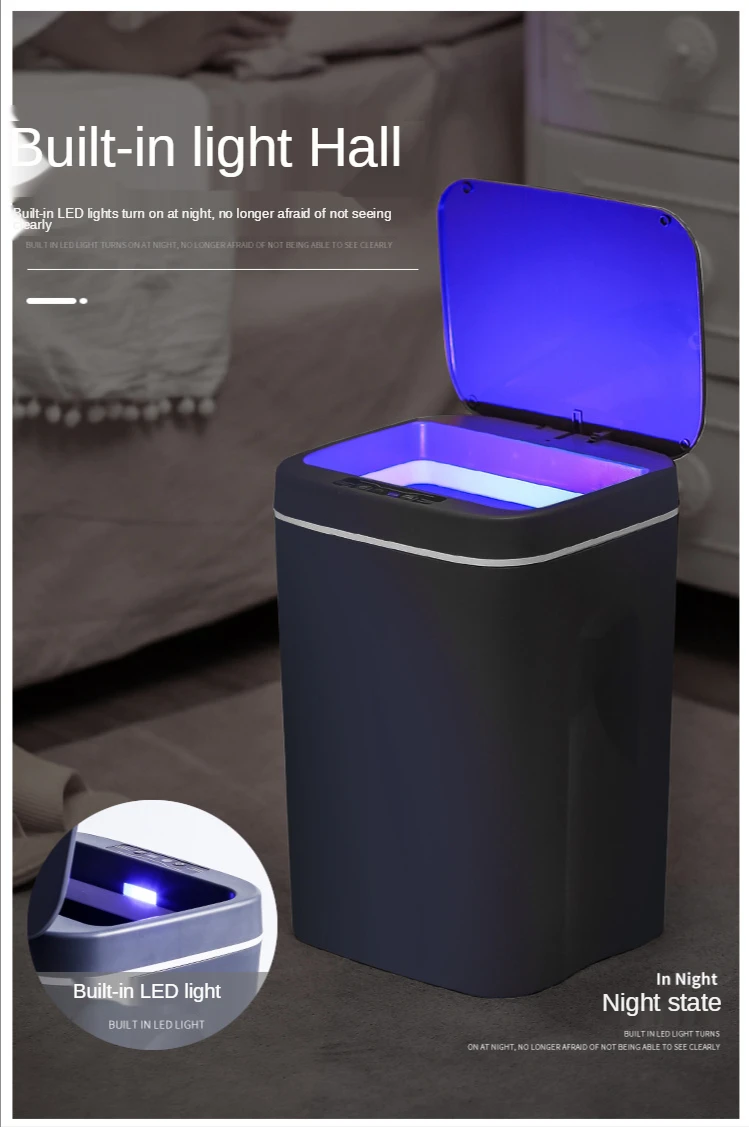 3 tryb domu inteligentny kosz na śmieci 3S czujnik automatyczny kosz na śmieci inteligentny czujnik elektryczny kosz na śmieci śmieci może do kuchni łazienka śmieci - Wianko - 3