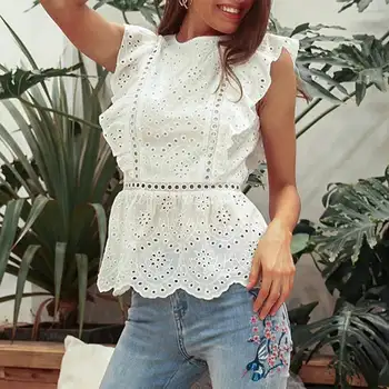 Summer Blouse 2020 VONDA Sexy Sleeveless Hollow Out Blouses Bohemian Tunic Beach Blusas Plus Size S-5XL Elegant Retro Shirts
Summer Blouse 2020 VONDA Sexy Sleeveless Hollow Out Blouses Bohemian Tunic Beach Blusas Plus Size S-5XL Elegant Retro Shirts