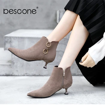 BESCONE Winter Women Ankle Boots Sexy Pointed Toe Suede Med Heel Shoes Metal Decoration Comfortable Zipper Ladies Boots BM294
BESCONE Winter Women Ankle Boots Sexy Pointed Toe Suede Med Heel Shoes Metal Decoration Comfortable Zipper Ladies Boots BM294