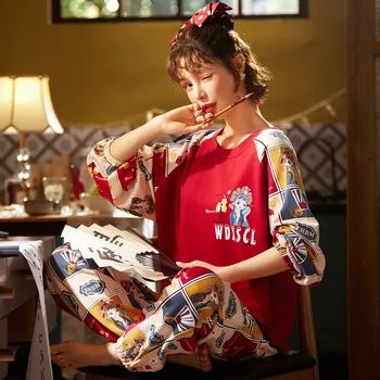 Pajamas Female And Autumn Long Sleeve Pure Cotton Two Pieces Thin Set Winter Casual Girl'S Tracksuit
Pajamas Female And Autumn Long Sleeve Pure Cotton Two Pieces Thin Set Winter Casual Girl'S Tracksuit