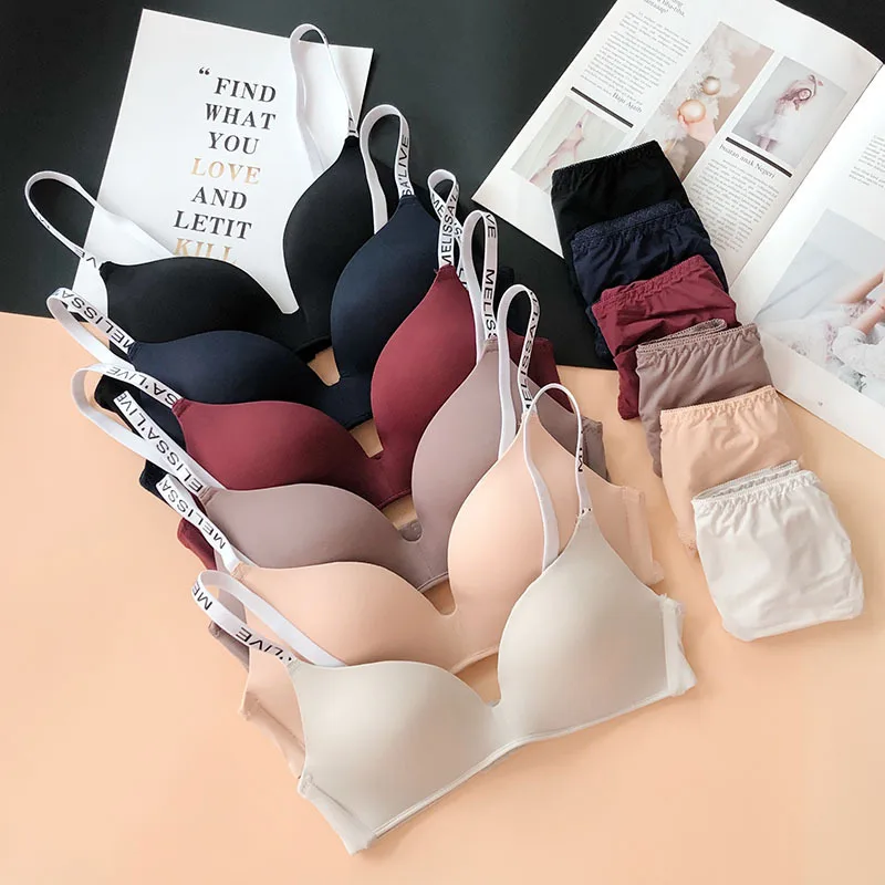 

Letter Palm Cup Gather Bra Womens Sexy push up Bra No Steel Solid Color wireless Push Up Bra Lingerie bralette top sleep