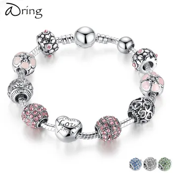 ARING SILVER PLATED CHARM BRACELET & BANGLE WITH LOVE AND FLOWER BEADS WOMEN WEDDING JEWELRY 4 COLORS 18CM 20CM 21CM PA1455 
ARING SILVER PLATED CHARM BRACELET & BANGLE WITH LOVE AND FLOWER BEADS WOMEN WEDDING JEWELRY 4 COLORS 18CM 20CM 21CM PA1455