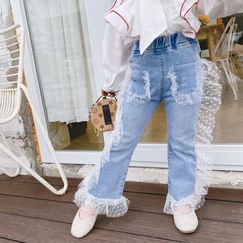 Spring Summer girls jeans baby trousers kids denim pants children bottoms streetwear fashion ruched lace dot patch 3 to 9 yrs
Spring Summer girls jeans baby trousers kids denim pants children bottoms streetwear fashion ruched lace dot patch 3 to 9 yrs