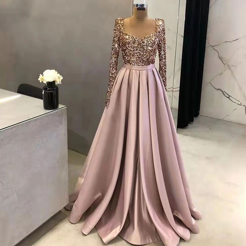 2023 Sexy Sequins Sweetheart Neck Prom Dresses Full Sleeves Wedding Evening Gowns Backless A-Line Satin Vestidos De Fiesta плат
2023 Sexy Sequins Sweetheart Neck Prom Dresses Full Sleeves Wedding Evening Gowns Backless A-Line Satin Vestidos De Fiesta плат