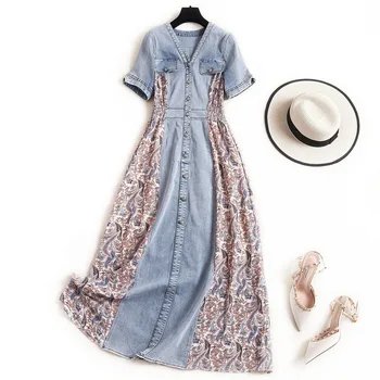 ew 2020 women sweet v neck print chiffon jeans midi dress elegant agaric lace ruffles vestidos chic brand party summer dresses
ew 2020 women sweet v neck print chiffon jeans midi dress elegant agaric lace ruffles vestidos chic brand party summer dresses