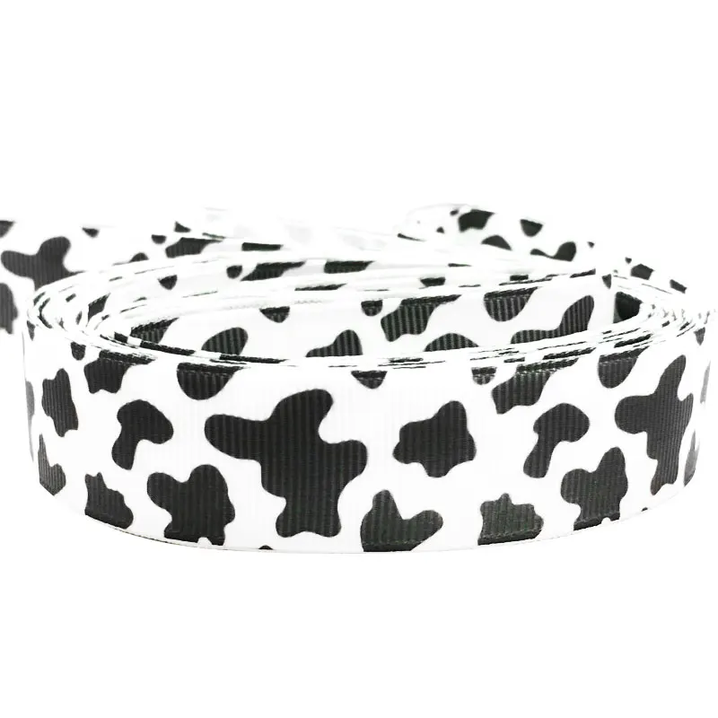 Cow Spots Printed Grosgrain Ribbon 25mm Webbing 1''inch Handmade Dog Collar Hair Bows Lanyards DIY Cintas Sewing Accessory Craft | Дом и