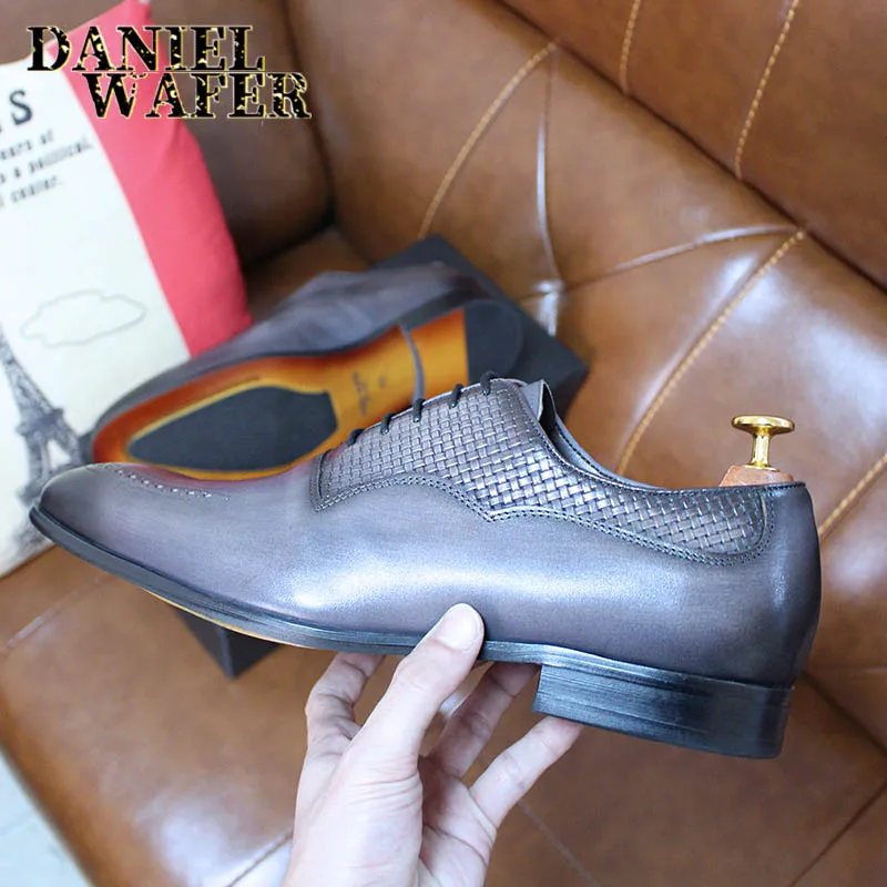 LUXURY MEN'S OXFORD GENUINE LEATHER MEN DRESS SHOE BLACK GRAY PRINTS HANDMADE SHOES LACE UP WEDDING OFFICE FORMAL SHOES MEN
LUXURY MEN'S OXFORD GENUINE LEATHER MEN DRESS SHOE BLACK GRAY PRINTS HANDMADE SHOES LACE UP WEDDING OFFICE FORMAL SHOES MEN