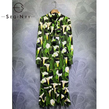SEQINYY Midi Dress 2020 Spring Autumn New Fashion Design Women Calla Lily Flower Print Luxury Buttons Crystal High Quality
SEQINYY Midi Dress 2020 Spring Autumn New Fashion Design Women Calla Lily Flower Print Luxury Buttons Crystal High Quality