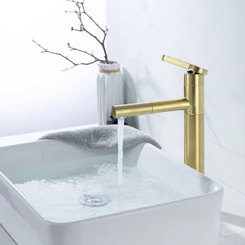 Brushed Gold Pull Out Basin Faucet Hot and Cold Water Wash BasinEuropean-Style Gold Faucet Brass Torneiras Monocomando
Brushed Gold Pull Out Basin Faucet Hot and Cold Water Wash BasinEuropean-Style Gold Faucet Brass Torneiras Monocomando