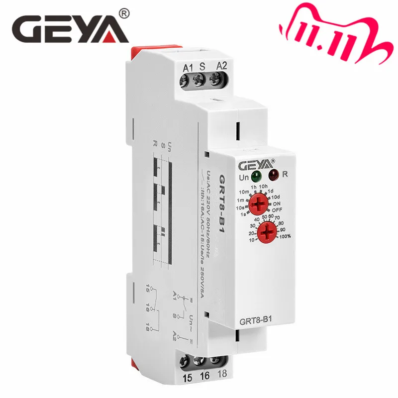 

Free Shipping GEYA GRT8-B Off Delay Time Relay Electronic 16A AC230V OR AC/DC12-240V with CE CB ROHS Certificate