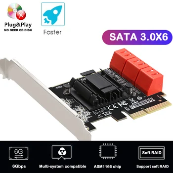 6 Port pci express to sata3 X4/X8/X16 6G ASM1166 chip Fast heat dissipation PCIe controller sata 3 Adapters/Expansion/Converters
6 Port pci express to sata3 X4/X8/X16 6G ASM1166 chip Fast heat dissipation PCIe controller sata 3 Adapters/Expansion/Converters