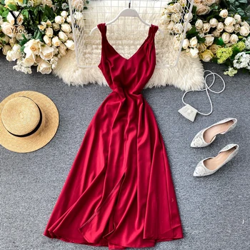 YuooMuoo Summer Split Beach Casual Long Dress Women Elegant Vintage Solid Party Dress Female Sexy Backless Spaghetti Strap Dress
YuooMuoo Summer Split Beach Casual Long Dress Women Elegant Vintage Solid Party Dress Female Sexy Backless Spaghetti Strap Dress