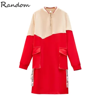 2020 Autumn Winter Plus Size L-5XL Sweatershirt Sport Dress Fashion Casual Red Patchwork Clothes Women Run Dresses With Pocket 
2020 Autumn Winter Plus Size L-5XL Sweatershirt Sport Dress Fashion Casual Red Patchwork Clothes Women Run Dresses With Pocket