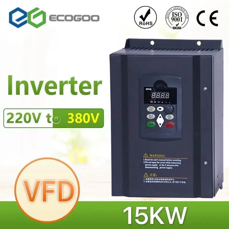

Frequency Inverter 15KW VFD 20HP 3Ph Speed control 220V to Output 380V 32A Motor Drive VFD for Lathe 3 Phase Asynchronous Motor