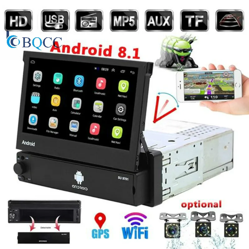 1din Android 8 1 четырехъядерный Автомобильный GPS навигатор плеер 7 ''универсальное