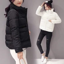 2019 jaqueta feminina inverno moda quente grosso sólido estilo curto algodão acolchoado parkas casaco gola xl xxl(China)