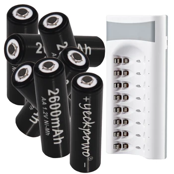 

AA battery rechargeable ni-mh batteries 2600mah 1.2V low self-discharge for camera flashlight toy mp3 & AA charger