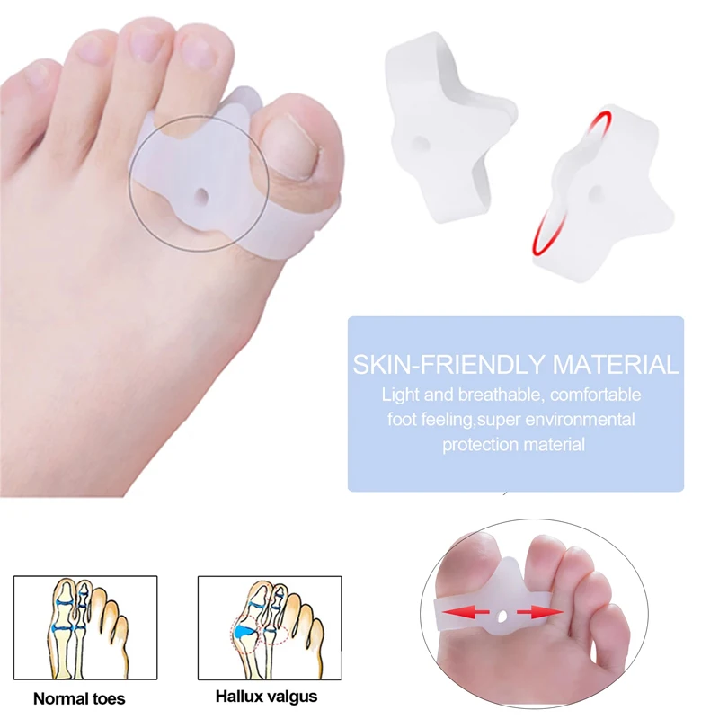 2pcs=1 Pair Silicone Toe Separator Spreader Thumb Finger Correction Straightener Bunion Hallux Valgus Corrector Foot Care Tool
2pcs=1 Pair Silicone Toe Separator Spreader Thumb Finger Correction Straightener Bunion Hallux Valgus Corrector Foot Care Tool