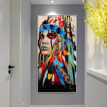 Indian Girl Canvas Art Wall Paintings Watercolor Indian Woman with Feather Posters and Print Wall Picture for Living Room Decor
Indian Girl Canvas Art Wall Paintings Watercolor Indian Woman with Feather Posters and Print Wall Picture for Living Room Decor