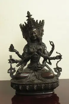 8.6" Elaborate Chinese Old Tibetan Bronze Ushnishavijaja buddha statue sculpture
8.6" Elaborate Chinese Old Tibetan Bronze Ushnishavijaja buddha statue sculpture