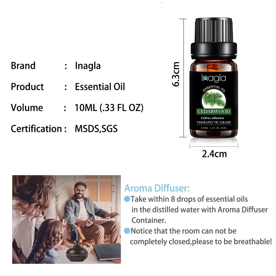 Эфирные масла Inagla Cypress 100% чистые натуральные эфирные 10 мл для ароматерапии