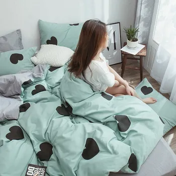 Mint Heart Print 4Pcs Bedding Set Frilled Duvet Cover With Matching Fitted Sheet & Pillow Cases GX-5
Mint Heart Print 4Pcs Bedding Set Frilled Duvet Cover With Matching Fitted Sheet & Pillow Cases GX-5