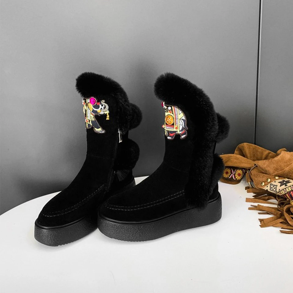 BELLECOM new women's shoes in autumn and winter 2019 National Snow Boots ancient rabbit hair short boots 
BELLECOM new women's shoes in autumn and winter 2019 National Snow Boots ancient rabbit hair short boots