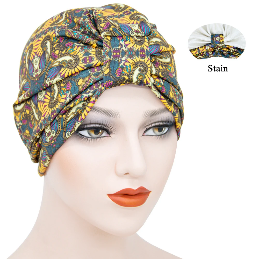 Фото Модный Дамский тюрбан с принтом шапка мягкий эластичный головной платок цветами