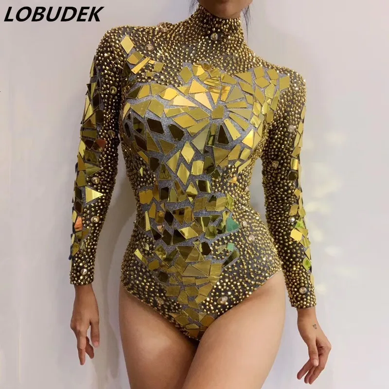 Gold Mirror Rhinestones Bodysuit Dance Leotard Sexy Bar Nightclub Women Stage Wear Party Birthday Singer Performance Costume
Gold Mirror Rhinestones Bodysuit Dance Leotard Sexy Bar Nightclub Women Stage Wear Party Birthday Singer Performance Costume