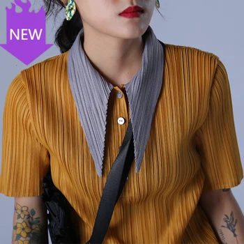 Fold Blouse Famale High Quality Spring Summer 2020 Fashion New Pleated Shirt Women Hit Color Collar Short Sleeve
Fold Blouse Famale High Quality Spring Summer 2020 Fashion New Pleated Shirt Women Hit Color Collar Short Sleeve