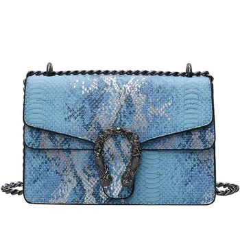 New 2020 Fashion Ladies Bag PU Leather Snakeskin pattern Small square bag Crossbody PU leather Chain Bacchus Bag black blue pink
New 2020 Fashion Ladies Bag PU Leather Snakeskin pattern Small square bag Crossbody PU leather Chain Bacchus Bag black blue pink