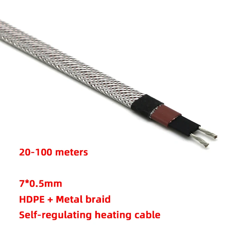 20m 100m 220V 12MM 35W/M 105C Degree Freeze Protection and Process Temperature Maintain Self Regulating Water Pipe Heating Cable
20m 100m 220V 12MM 35W/M 105C Degree Freeze Protection and Process Temperature Maintain Self Regulating Water Pipe Heating Cable