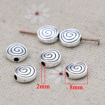 

JAKONGO 25pcs Antique Silver plated Swirl Spacer Beads for Jewelry Making Bracelet Accessories DIY Handmade Findings 8x3mm