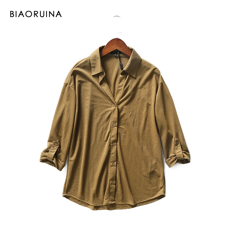 BIAORUINA Women's 4 Color Casual Solid Thin Shirt Three Quarter Sleeve Turn-down Collar Female All-match Fashion Shirt Blouse
BIAORUINA Women's 4 Color Casual Solid Thin Shirt Three Quarter Sleeve Turn-down Collar Female All-match Fashion Shirt Blouse