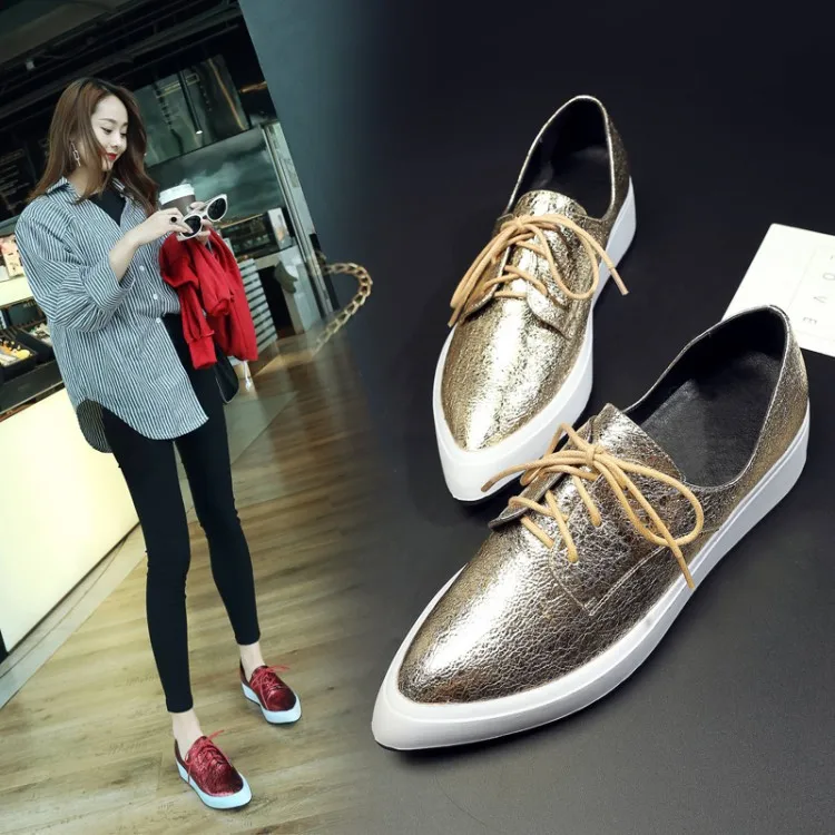 2020 Spring And Autumn New Style Core Thick Bottomed Fruit Shoes Lace up Front Platform Shoes Women's Pointed Toe Cowhide Flat K
2020 Spring And Autumn New Style Core Thick Bottomed Fruit Shoes Lace up Front Platform Shoes Women's Pointed Toe Cowhide Flat K