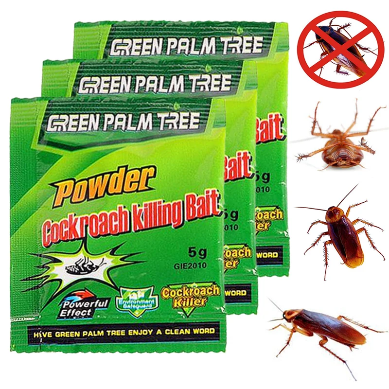 1 шт. приманка для уничтожения тараканов порошок с зелеными листьями
