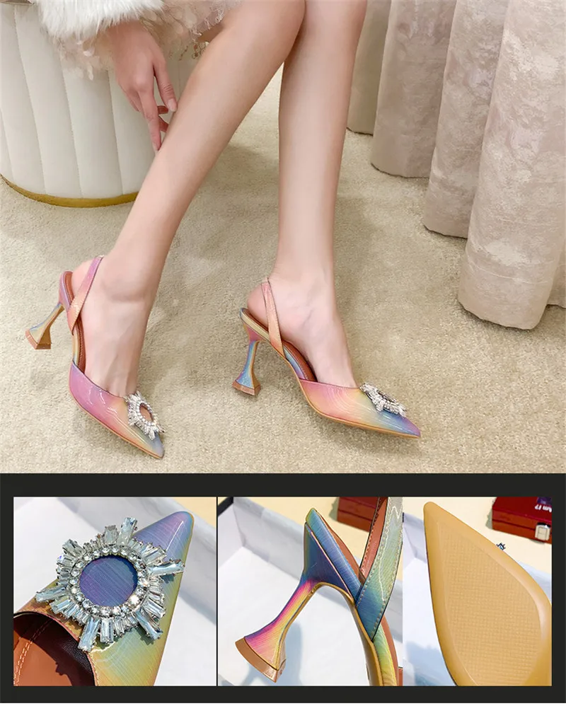 2020 New Thin Heel Sun Flower Lady Sandals Shoes Fashion Summer Mixed Color Gladiators Summer Sandals Shoes For Woman High Heels (11)