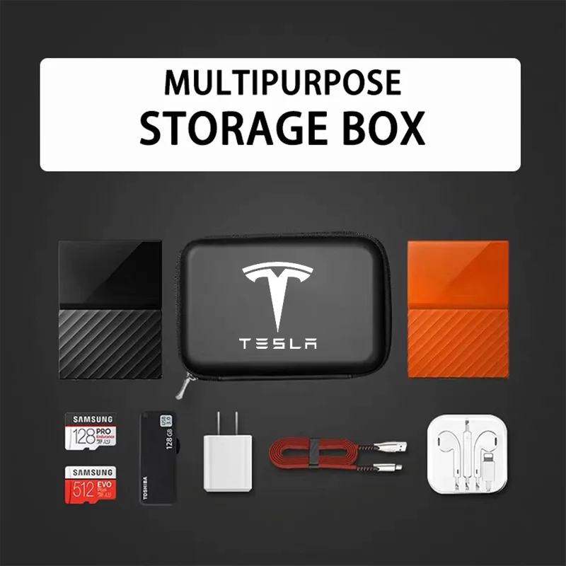 Car Logo Portable Storage Box 3C digital Driving License ID Card Bag For tesla model 3 X s Y | Автомобили и мотоциклы