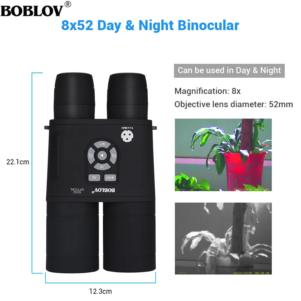 BOBLOV B8X 8x52mm 2592*1440 Night Vision Binoculars HD Telescope Spotting Scope Recording DVR For For Bird Watching Hunting
BOBLOV B8X 8x52mm 2592*1440 Night Vision Binoculars HD Telescope Spotting Scope Recording DVR For For Bird Watching Hunting