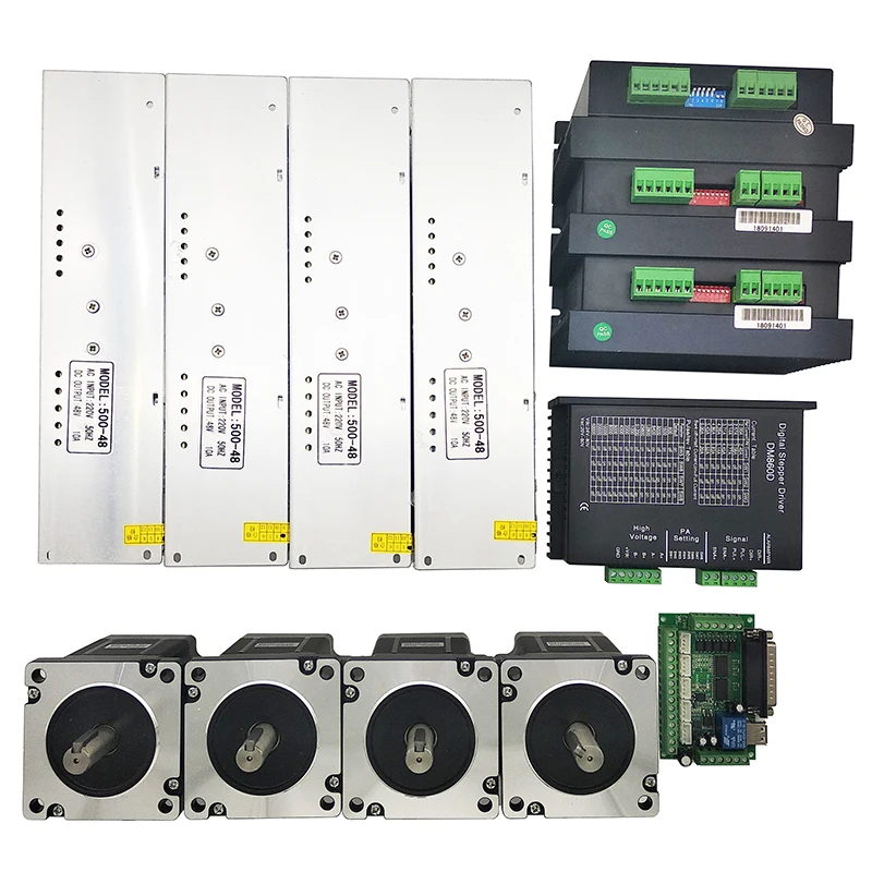 CNC Stepper Motor DM860A Driver 4 PCS + Nema34 156mm Motor + 60V 8.3A Power Supply for CNC Part
CNC Stepper Motor DM860A Driver 4 PCS + Nema34 156mm Motor + 60V 8.3A Power Supply for CNC Part
