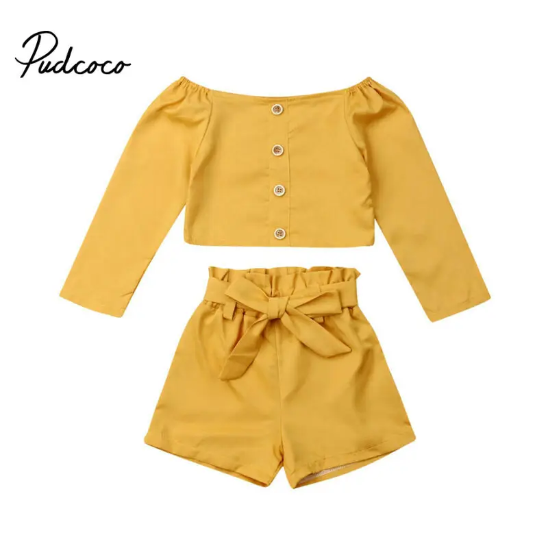 2019 Baby Spring Autumn Clothing Toddler Baby Girl Kids Cotton Clothes Off Shoulder T-shirt Tops+ Sash Shorts Casual Outfits Set
2019 Baby Spring Autumn Clothing Toddler Baby Girl Kids Cotton Clothes Off Shoulder T-shirt Tops+ Sash Shorts Casual Outfits Set