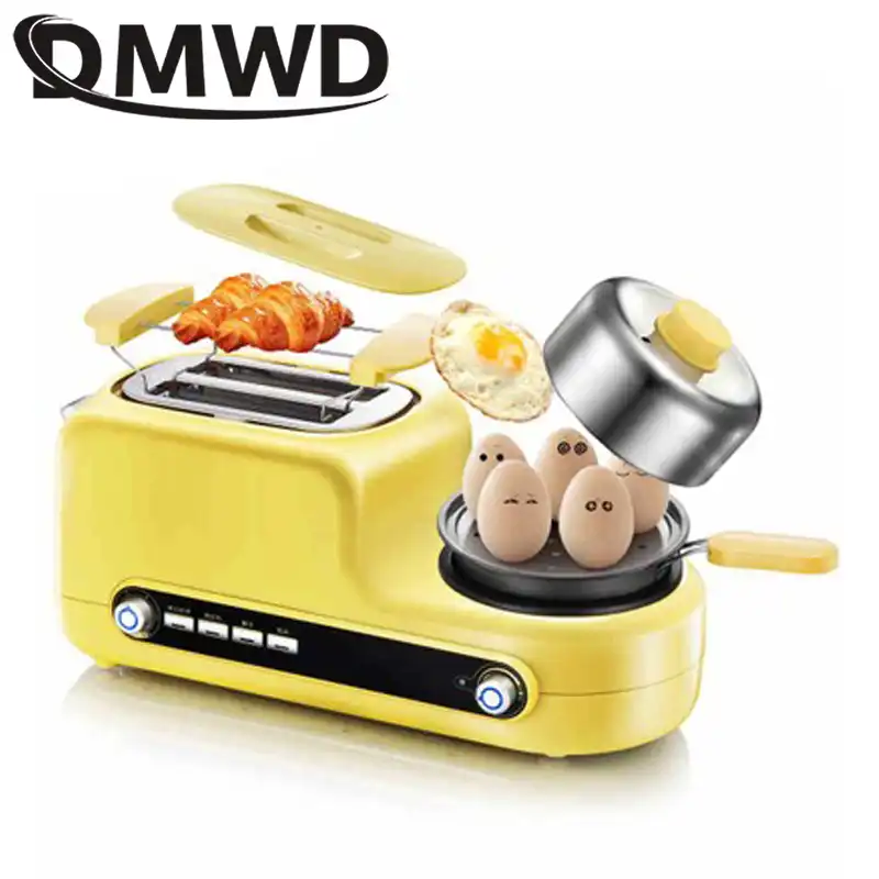 elektricheskij toster iz nerzhaveyushej stali bytovaya portativnaya mashina dlya zavtraka avtomaticheskaya mashina dlya vypechki hleba zharki yaic kotlov skovoroda eu us us eueu plug aliekspress
