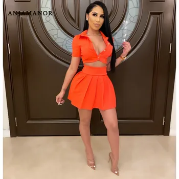 ANJAMANOR Cute Sexy Two Piece Set Summer Clothes for Women Crop Top and Mini Pleated Skirts Matching Sets Club Outfits D48-AG51
ANJAMANOR Cute Sexy Two Piece Set Summer Clothes for Women Crop Top and Mini Pleated Skirts Matching Sets Club Outfits D48-AG51