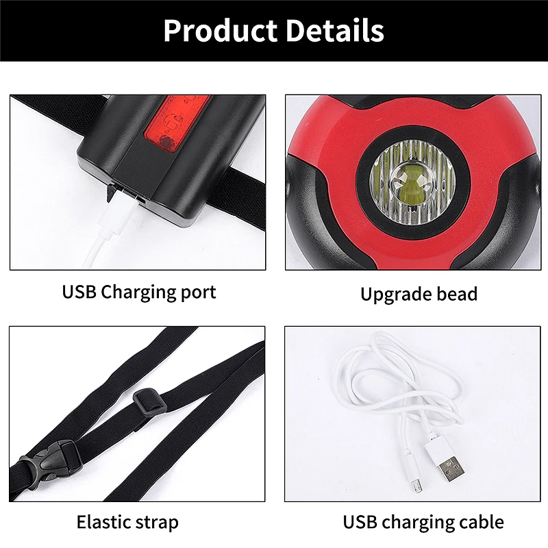 Clearance WEST BIKING Outdoor Sports Running Lights USB Charge Flashlight LED Charge Chest With Compass Night Cycling Safety Warning Light 7