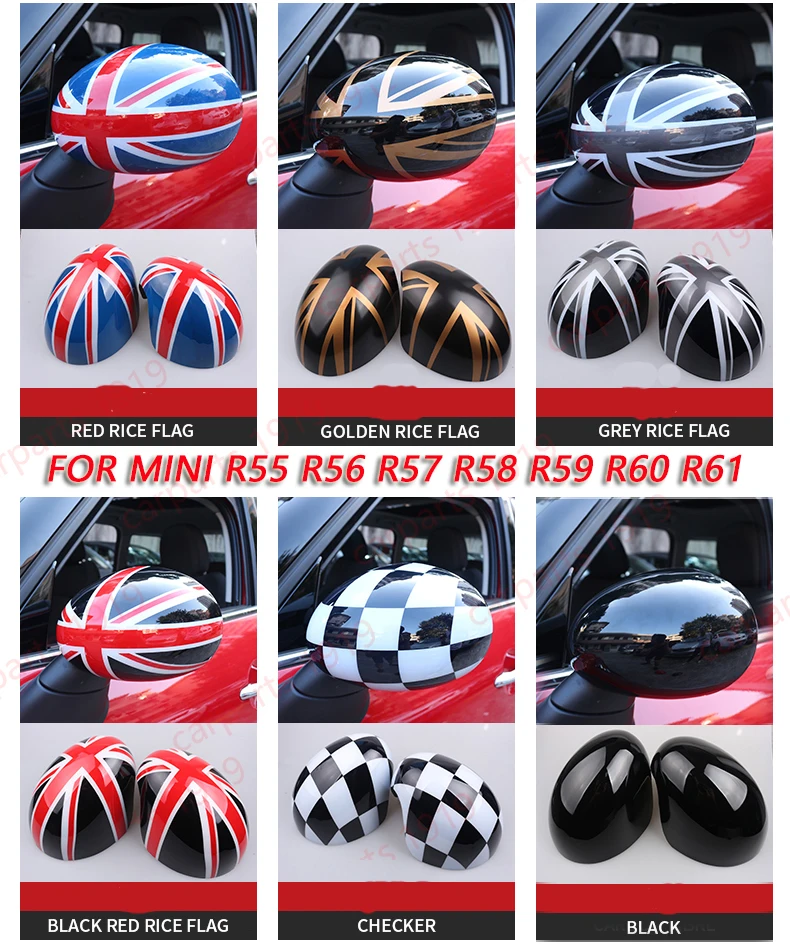 Union Jack Uk Checkered Rear ViewMirror Caps Covers For Mini Cooper//Countryman