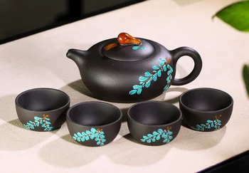 China Yixing Zisha 315cc Black Clay Handmade Xishi Teapot Teacup Gongfu Tea Set
China Yixing Zisha 315cc Black Clay Handmade Xishi Teapot Teacup Gongfu Tea Set
