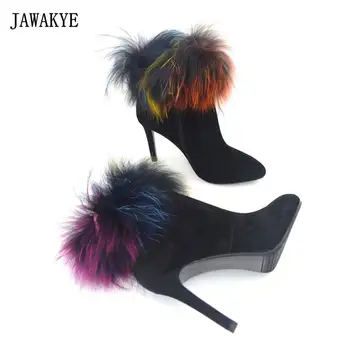 JAWAKYE Real Suede Leather Ankle Boots Women Point toe Winter high Heels Formal Feather Party Dress Boots
JAWAKYE Real Suede Leather Ankle Boots Women Point toe Winter high Heels Formal Feather Party Dress Boots