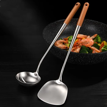 Set of 2 Wood and Stainless Steel Kitehen Cooking Tools Soup Spoon Spatula Utensils Accessories Cook Kitchenware Cutlery Tools
Set of 2 Wood and Stainless Steel Kitehen Cooking Tools Soup Spoon Spatula Utensils Accessories Cook Kitchenware Cutlery Tools