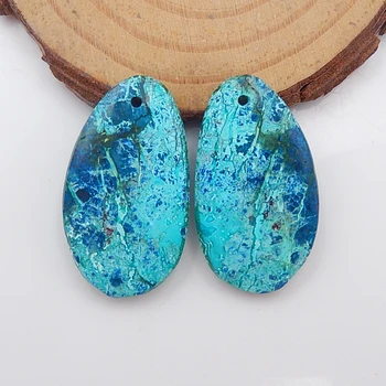 Semiprecious stone jewelry,birthday gift.Chrysocolla Earrings Beads 31x17x5mm,8.3g 
Semiprecious stone jewelry,birthday gift.Chrysocolla Earrings Beads 31x17x5mm,8.3g